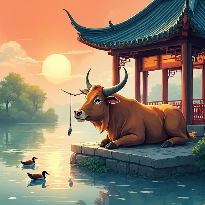 无饵垂钓，乐在逍遥，斜阳冉冉水边楼打一正确的生肖，代表马上揭晓