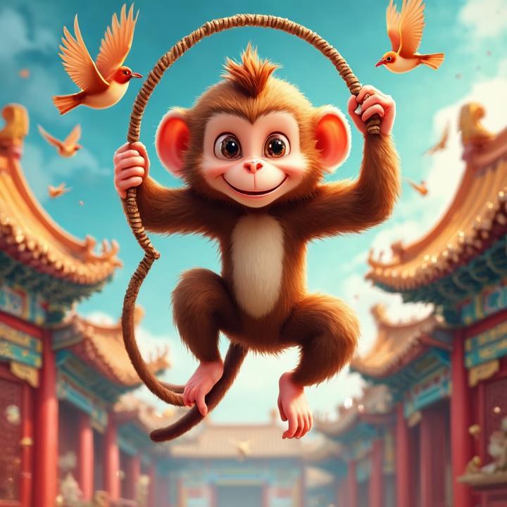 抓著绳圈，鸟伴飞旋。九重楼殿簇丹青指什么生肖，作答分析