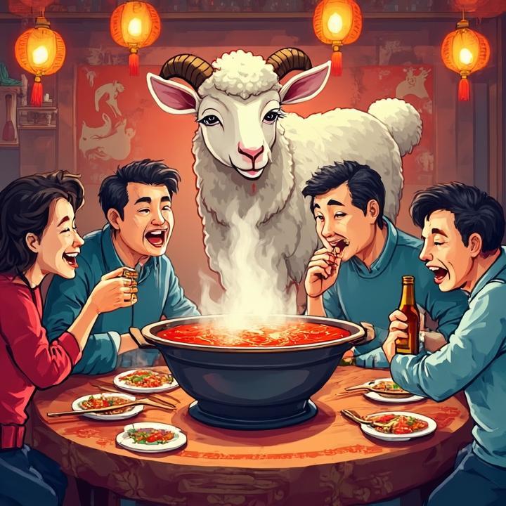 鸳鸯火锅涮羊肉，白酒一瓶打一生肖，经典解释